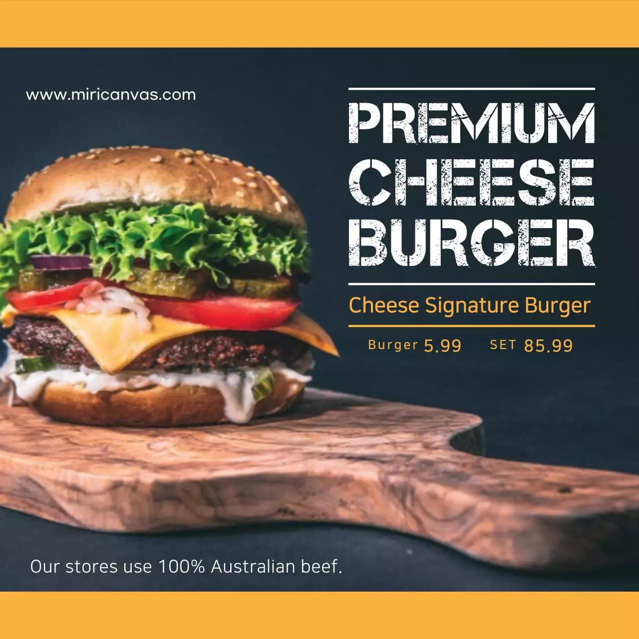 Premium Handcrafted Burgers Cheeseburger Promote your signature burger