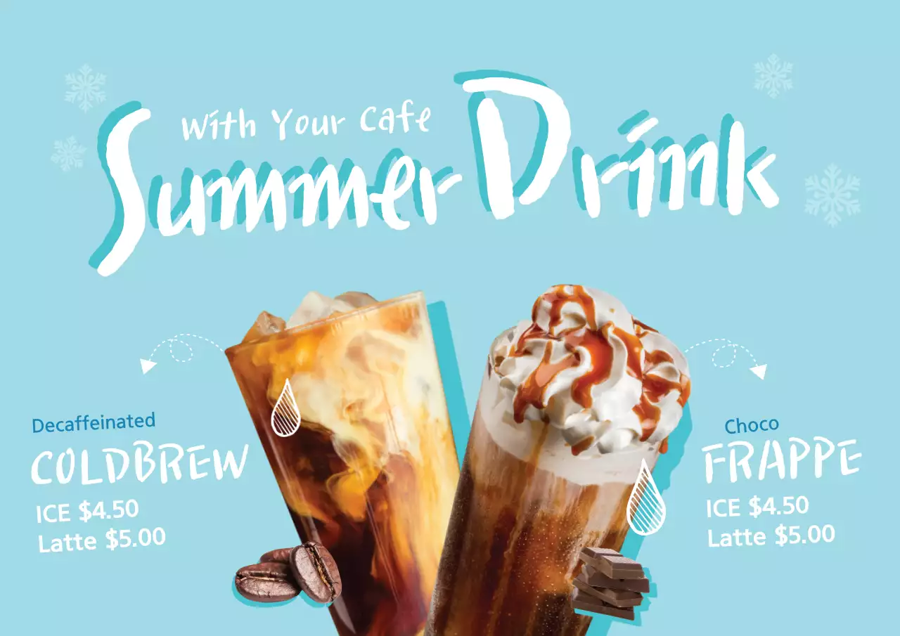 Blue Trendy Summer Drinks Promotion Poster