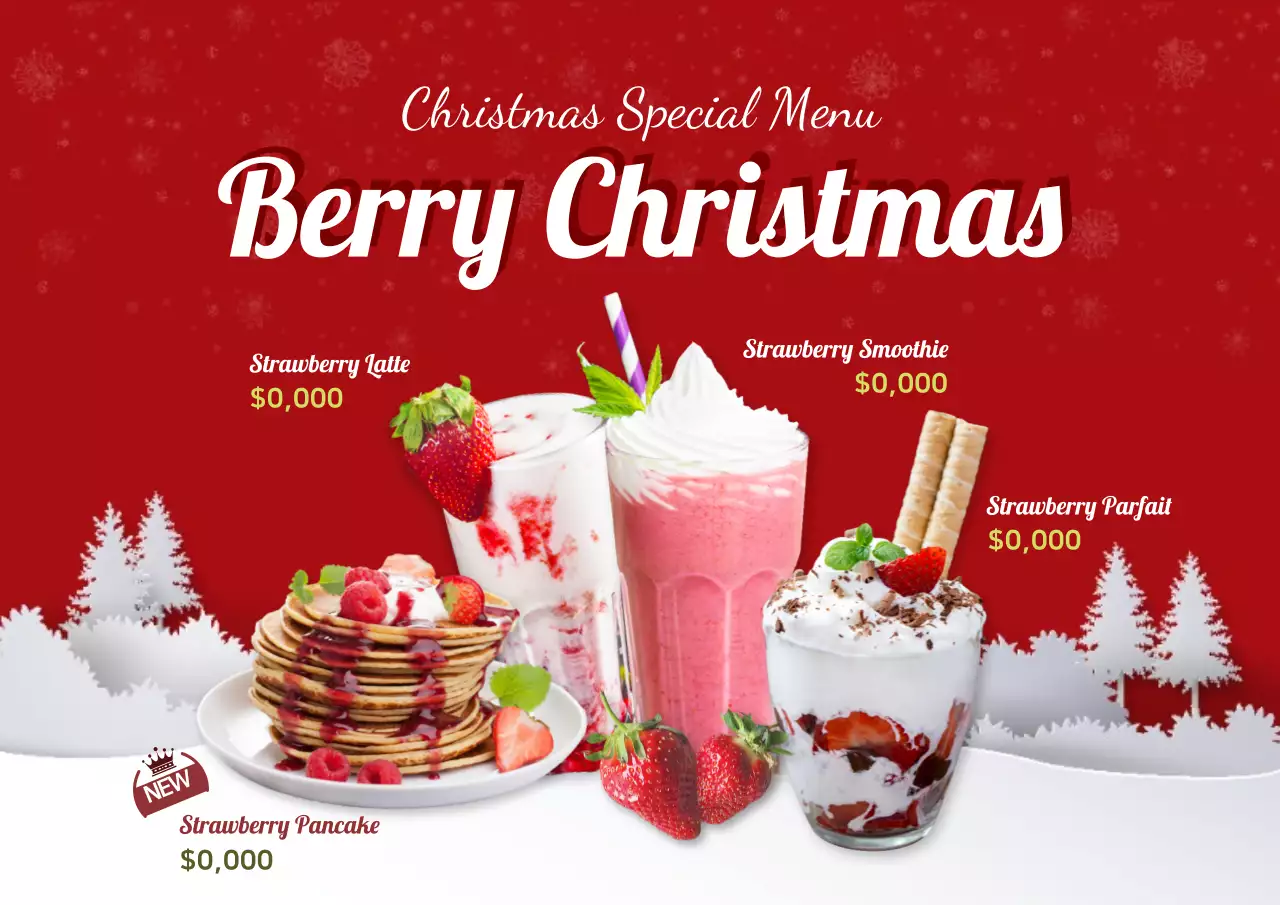 Red Traditional Christmas Menu Promotion Poster