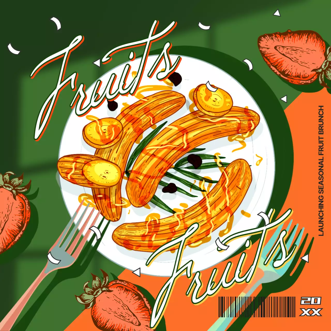 Orange Retro Brunch Menu Instagram Post