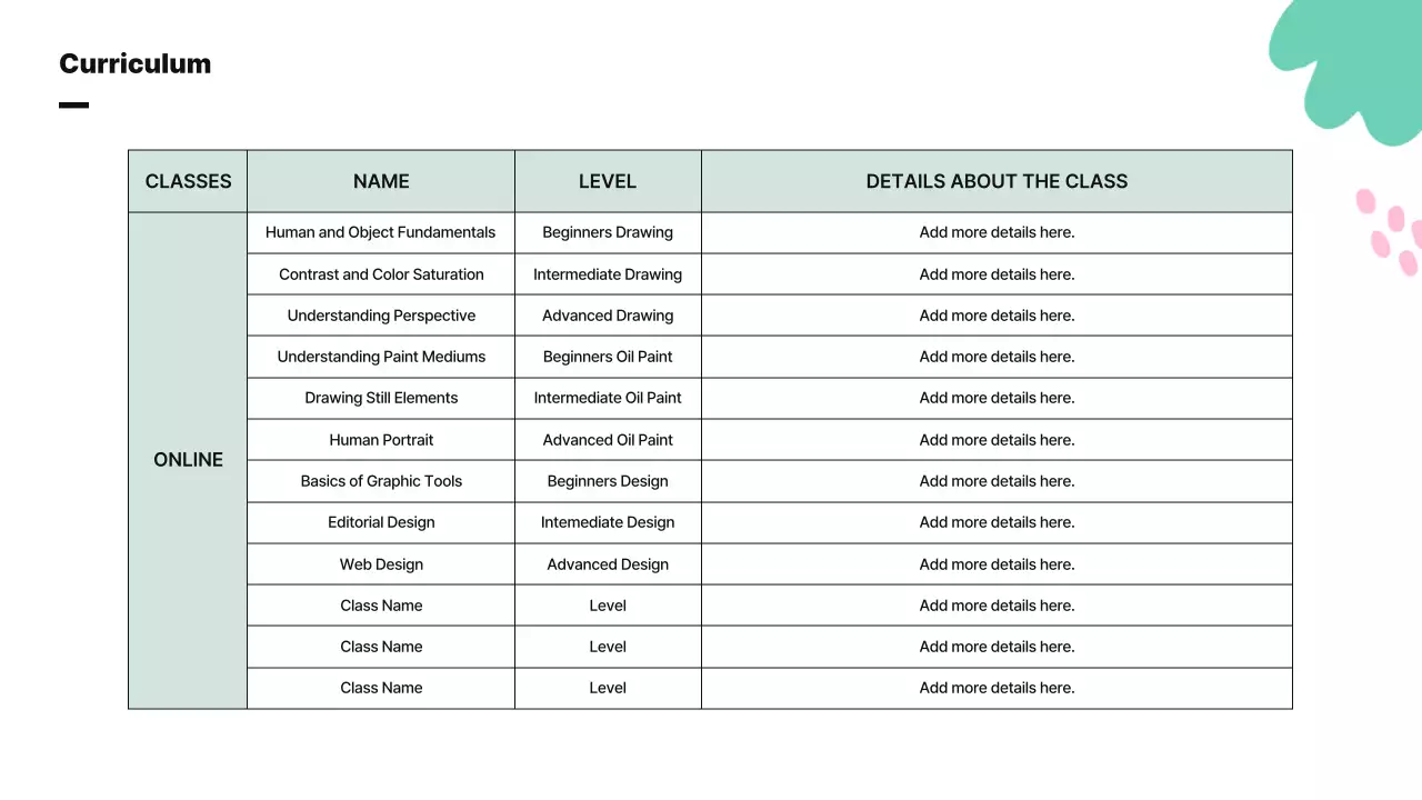 A cute abstract illustration with vivid colors to introduce the school's business profile and curriculum