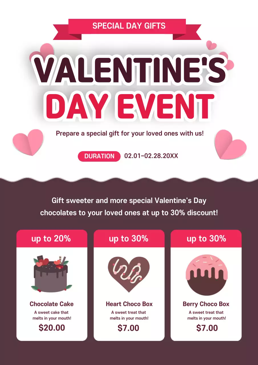 Pink Modern Valentine's Promotion Poster