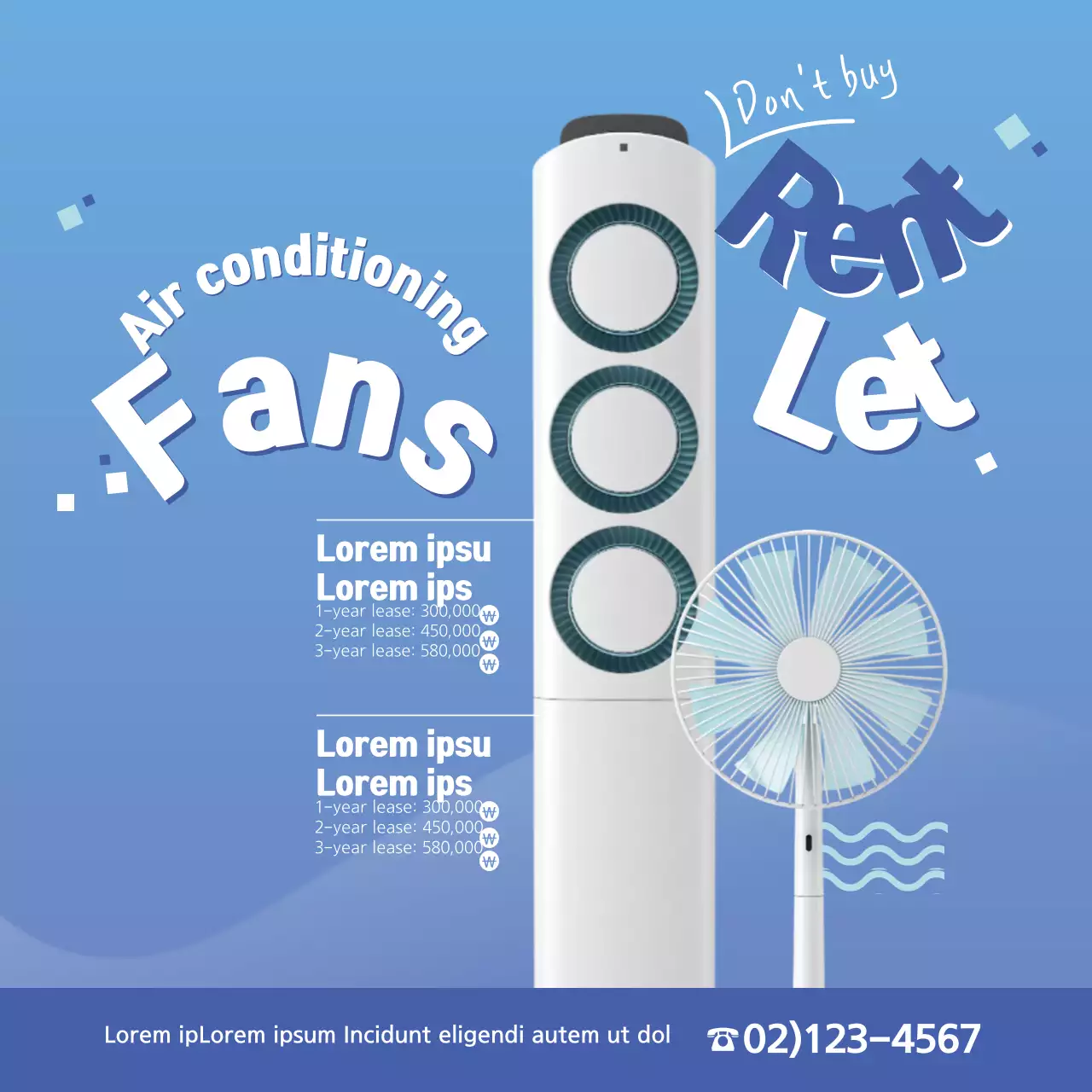 Biểu ngữ quảng cáo quạt hiện đại màu xanh