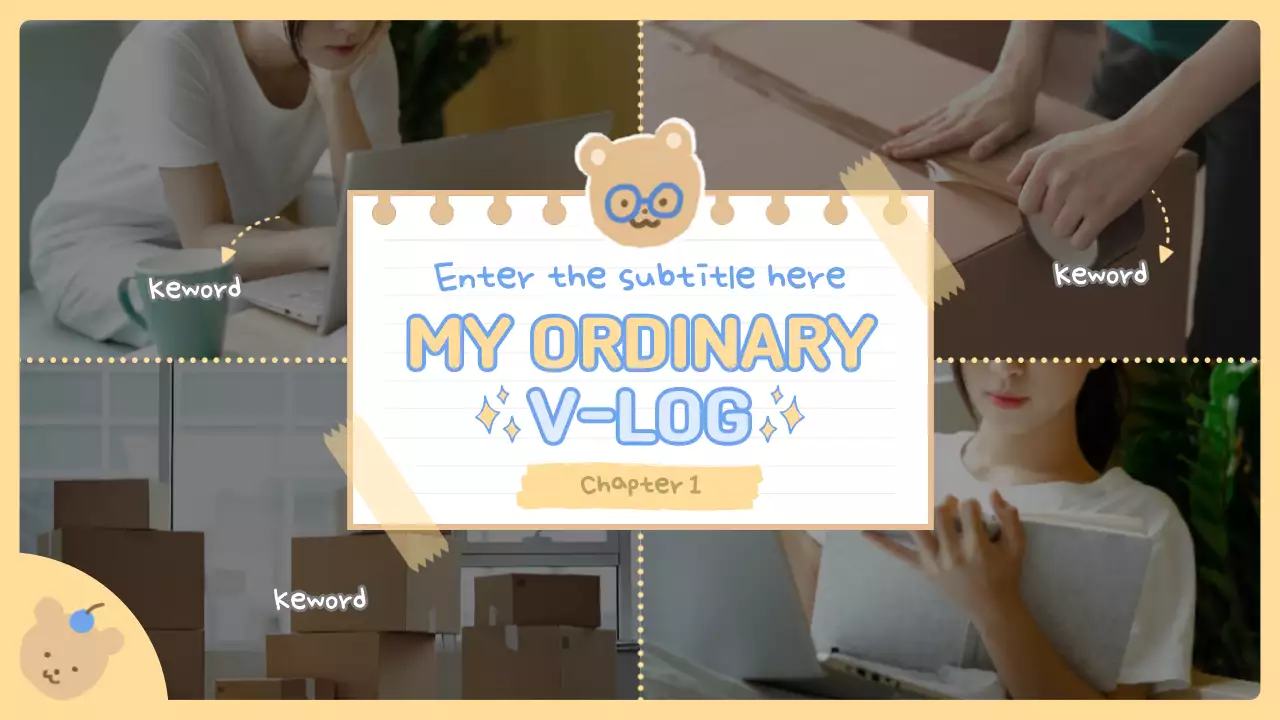 Cute Character Stationery President Packaging Vlog in Yellow and Blue