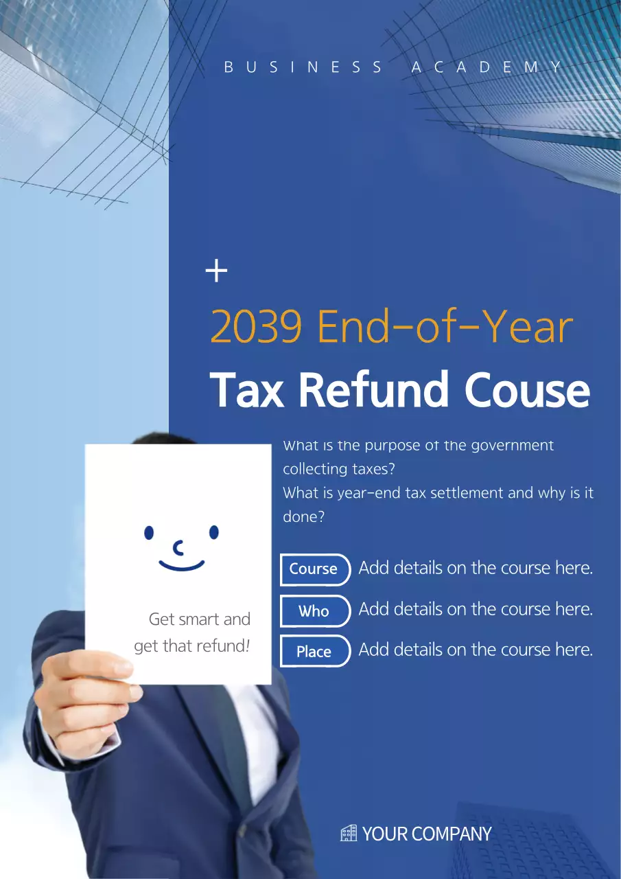 Blue Modern Tax Course Announcement Poster