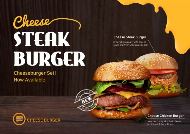 Brown Retro Cheeseburger Promotion Poster
