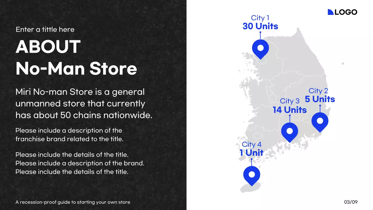A guide to starting a store with white, blue, and black colors and a grid layout.
