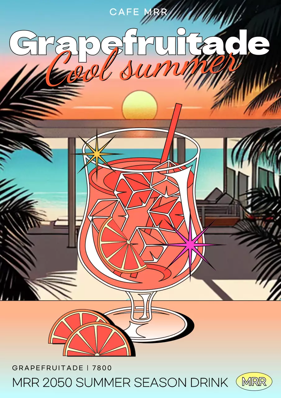 Coral Tropical Drink Promotion Poster