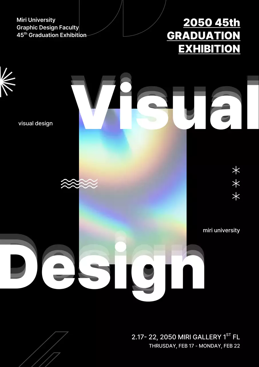 Holographic image with black background Graduation exhibition