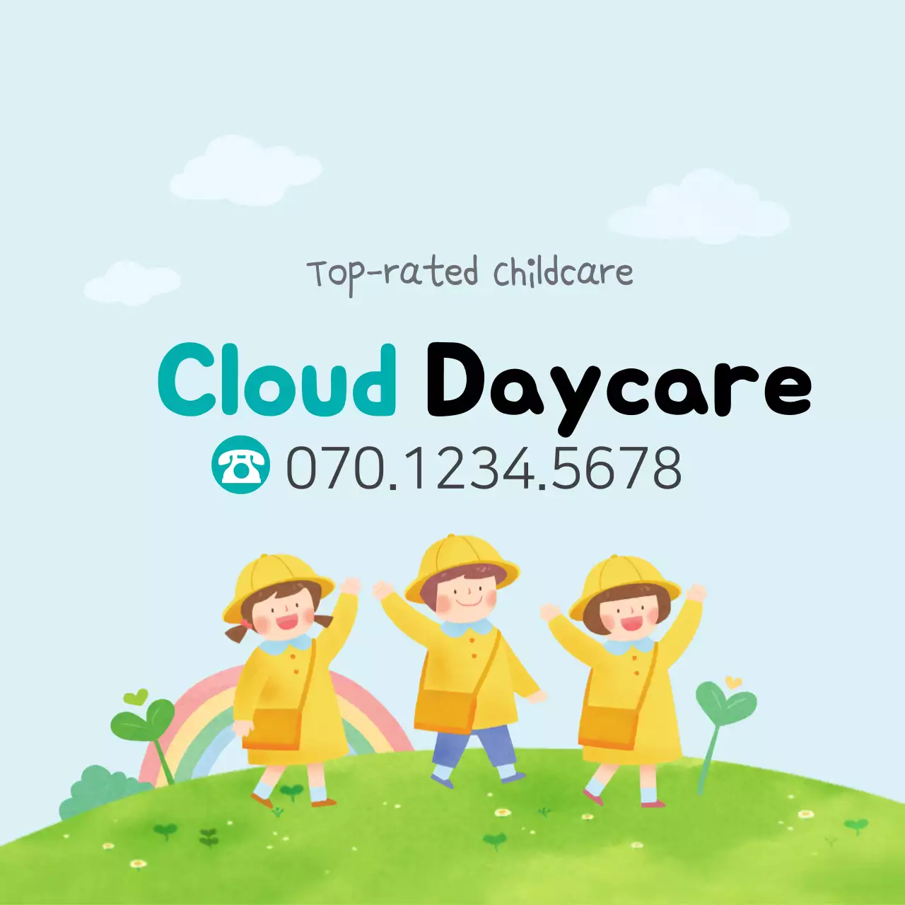 Spanduk Promosi Penitipan Anak Biru yang Menyenangkan