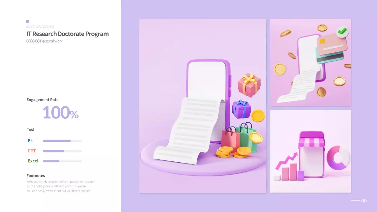 A simple portfolio with a mauve gradient