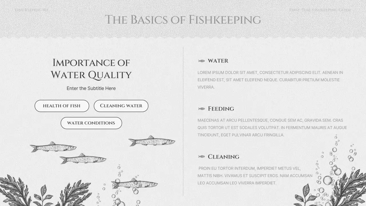 검정색과 회색의 물고기 기르기 교육