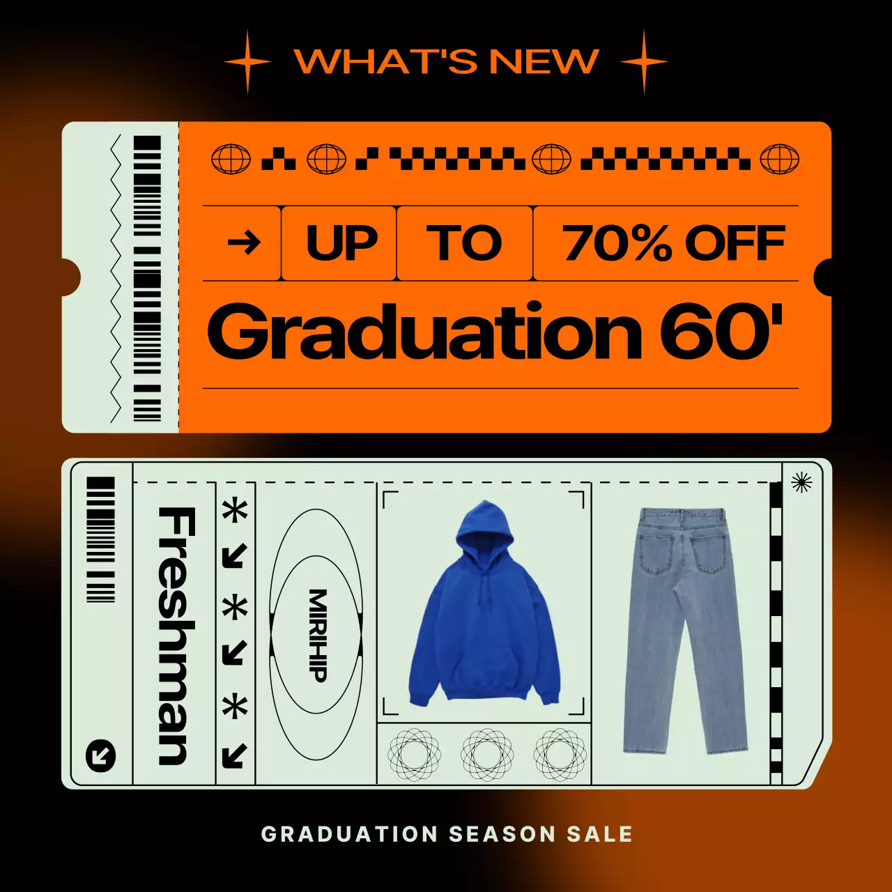 Black and Orange Admissions Graduation Shopping Mall Sale Event