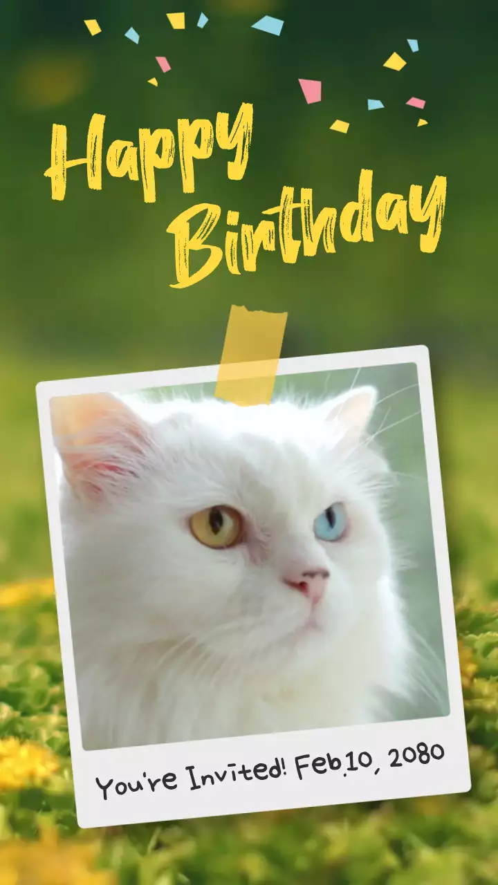 노란 폴라로이드 심플한 생일축하