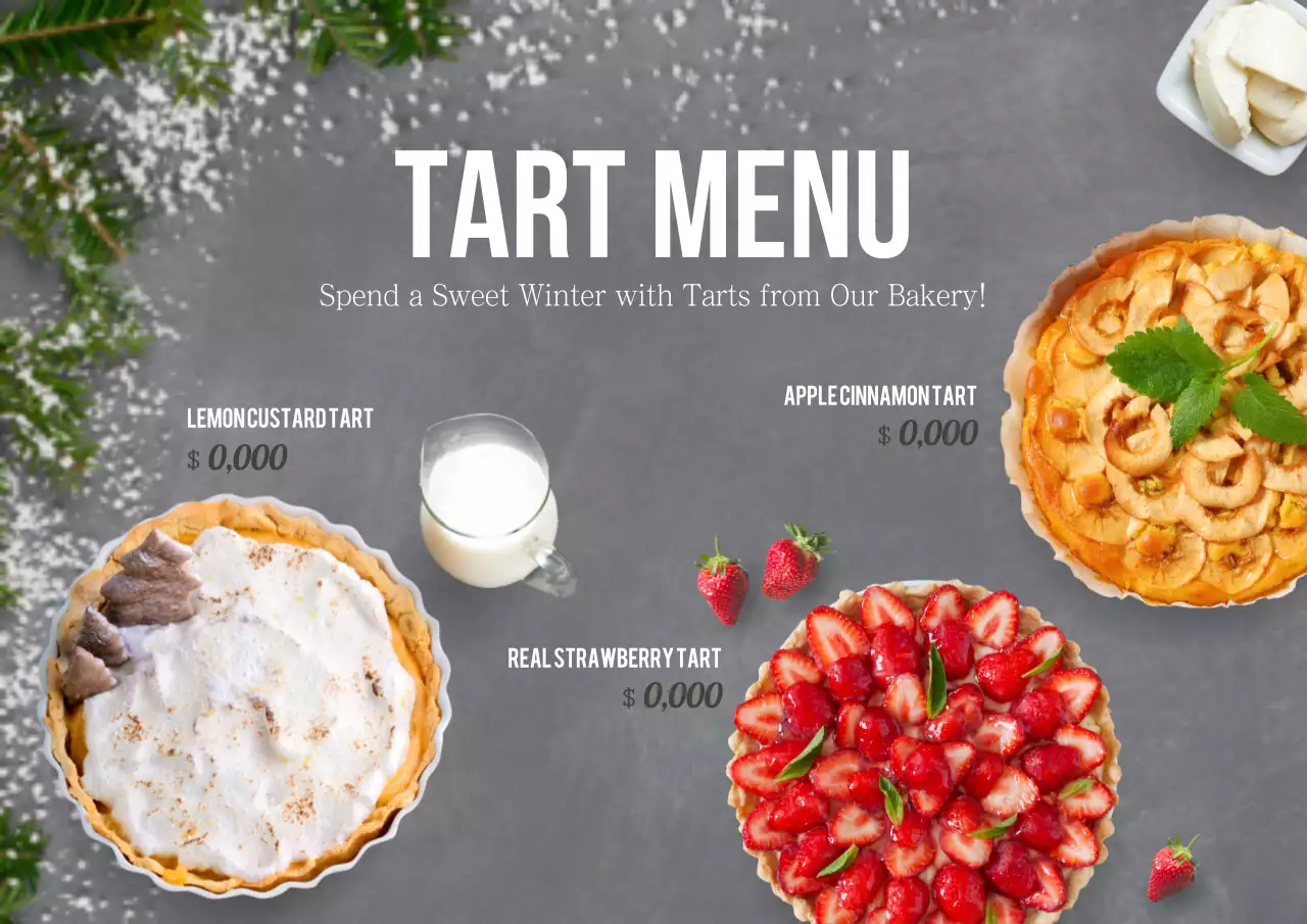 Grey Modern Tart Menu Poster
