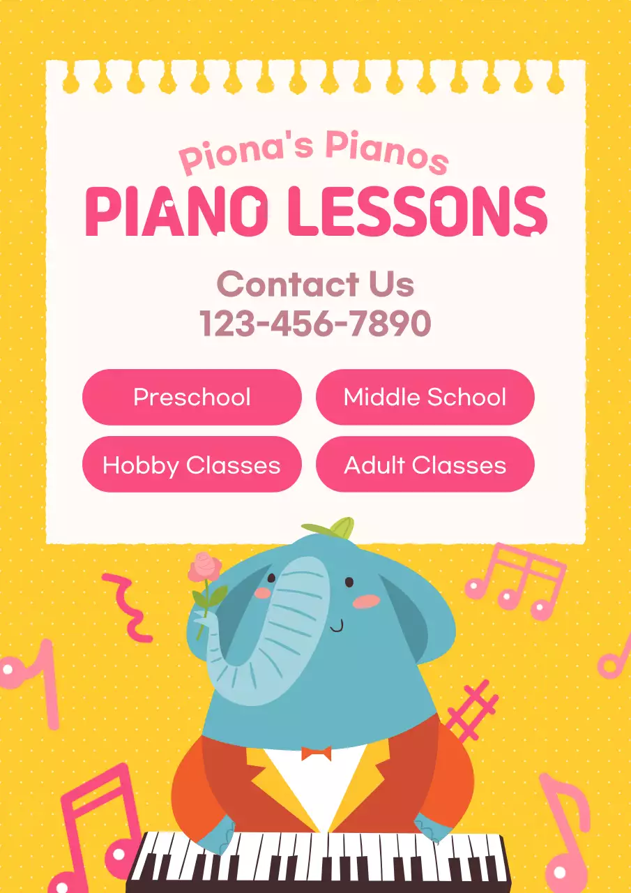 Yellow Playful Piano Advertisement Poster