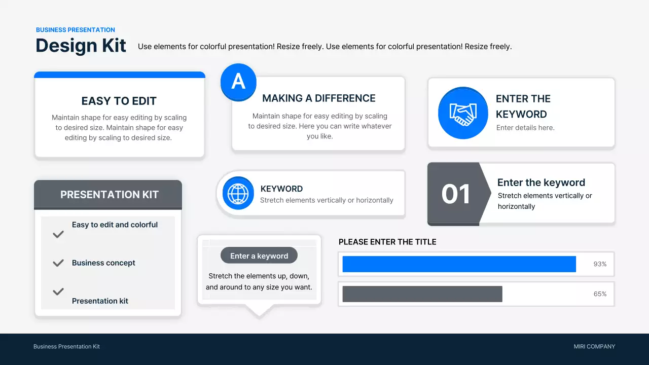 Simple business materials in blue and gray