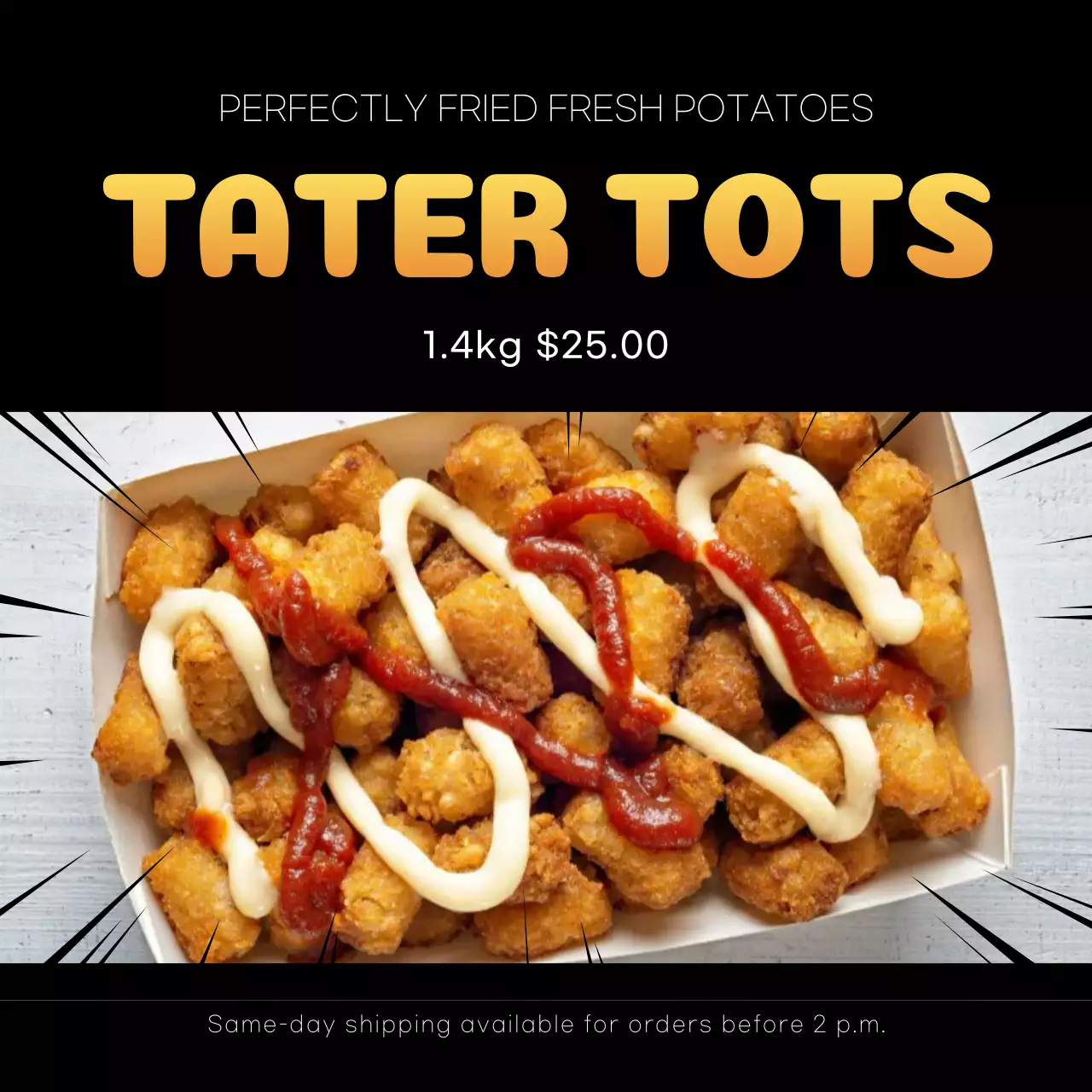 Black Modern Food Advertisement Social Media Post