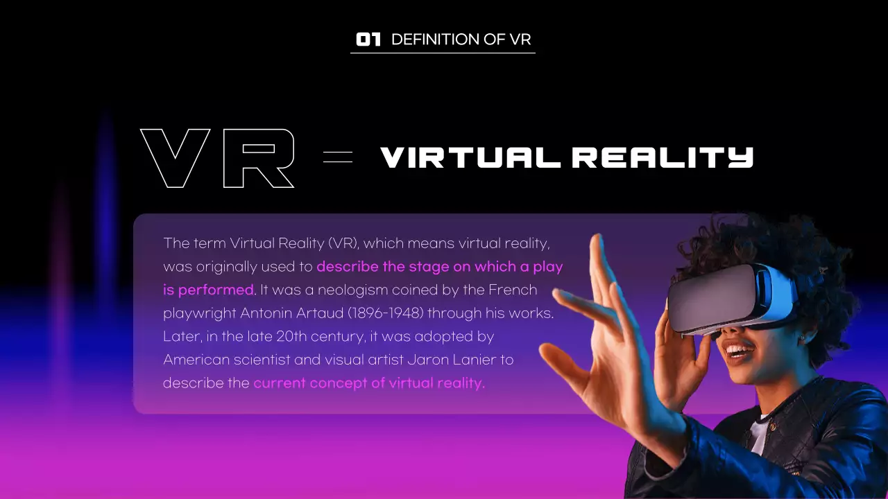 네온 퓨처리스틱 VR 가이드 프레젠테이션
