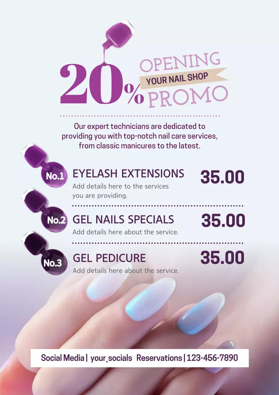 Purple Trendy Nail Promotion Poster