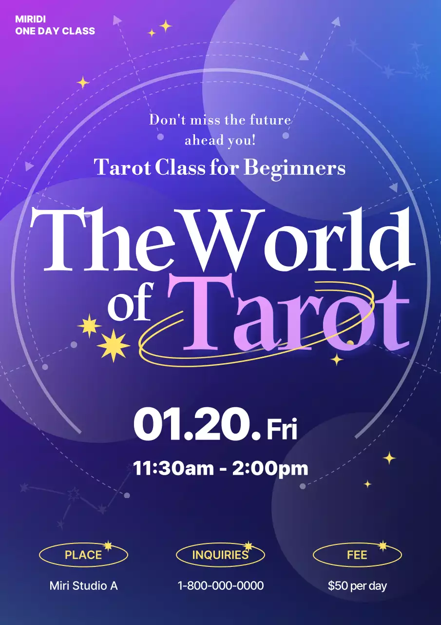 Blue Cosmic Tarot Class Invitation Poster