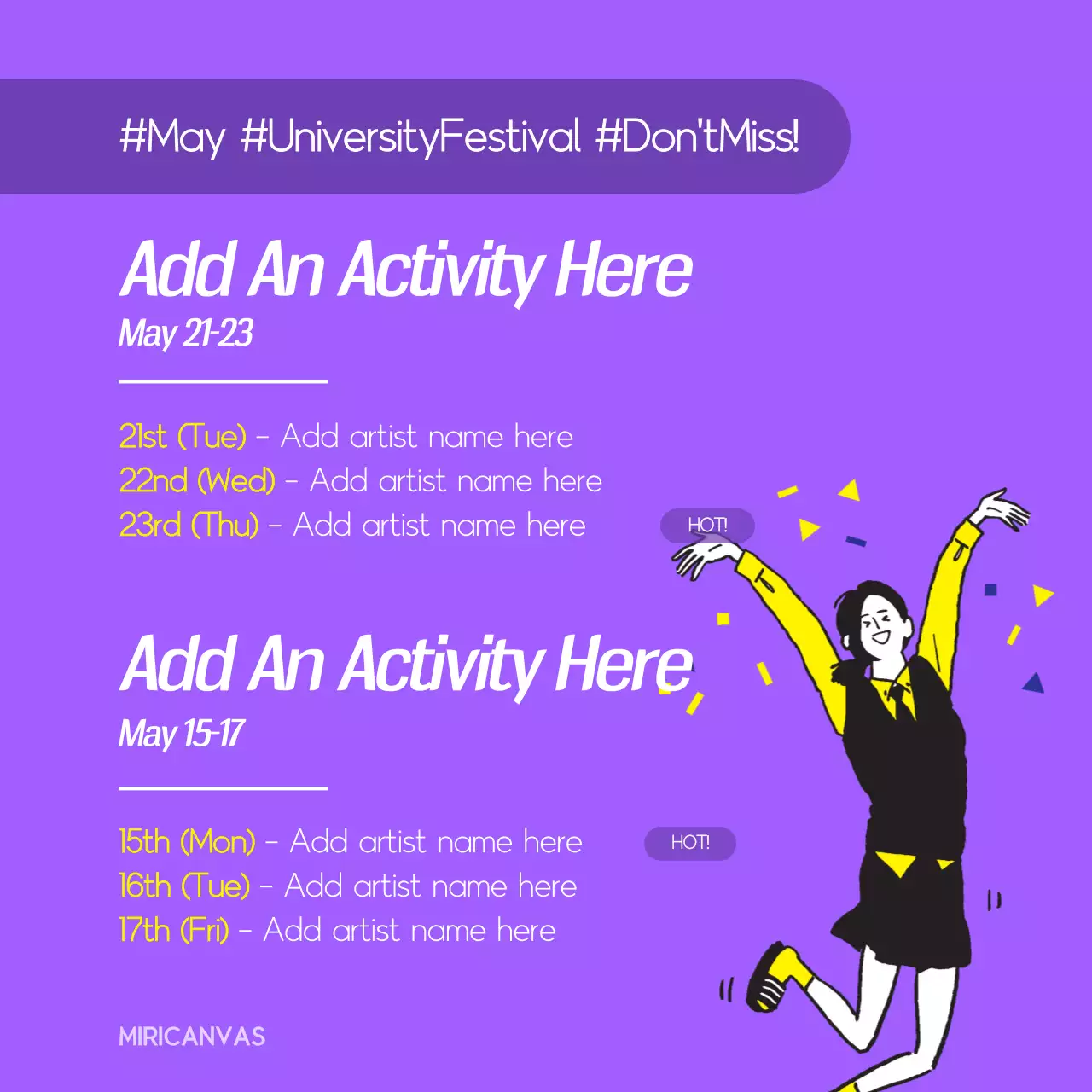 Purple Trendy Festival Schedule Instagram Carousel