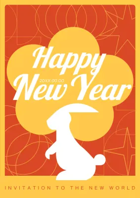 Orange Retro New Year Invitation Poster