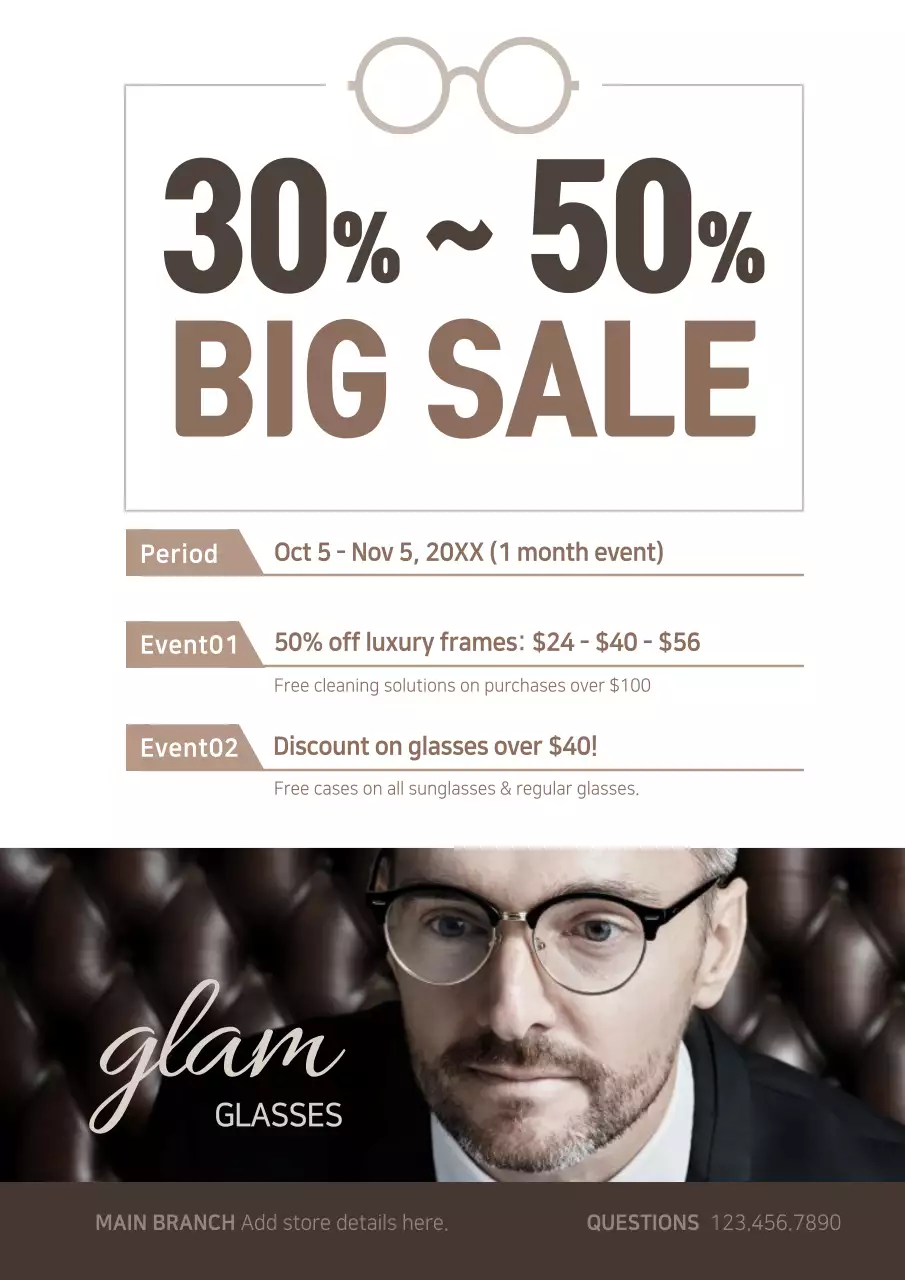 Brown Elegant Glasses Promotion Poster