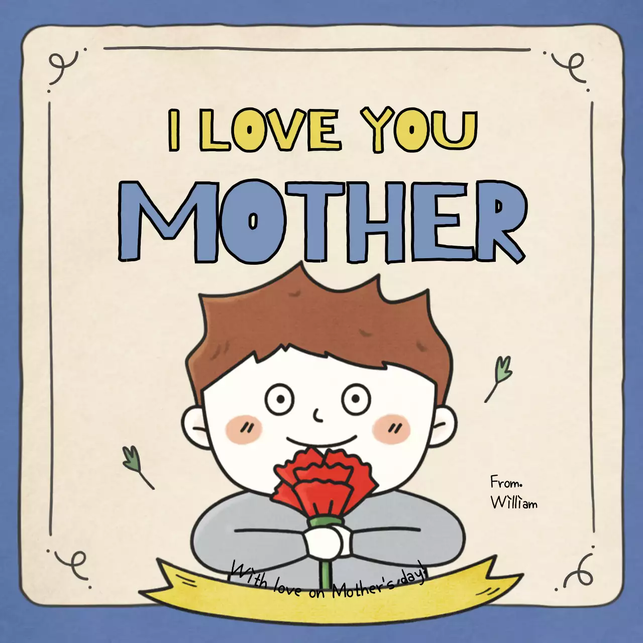 Blue Simple Love Greetings Card Social Media Post