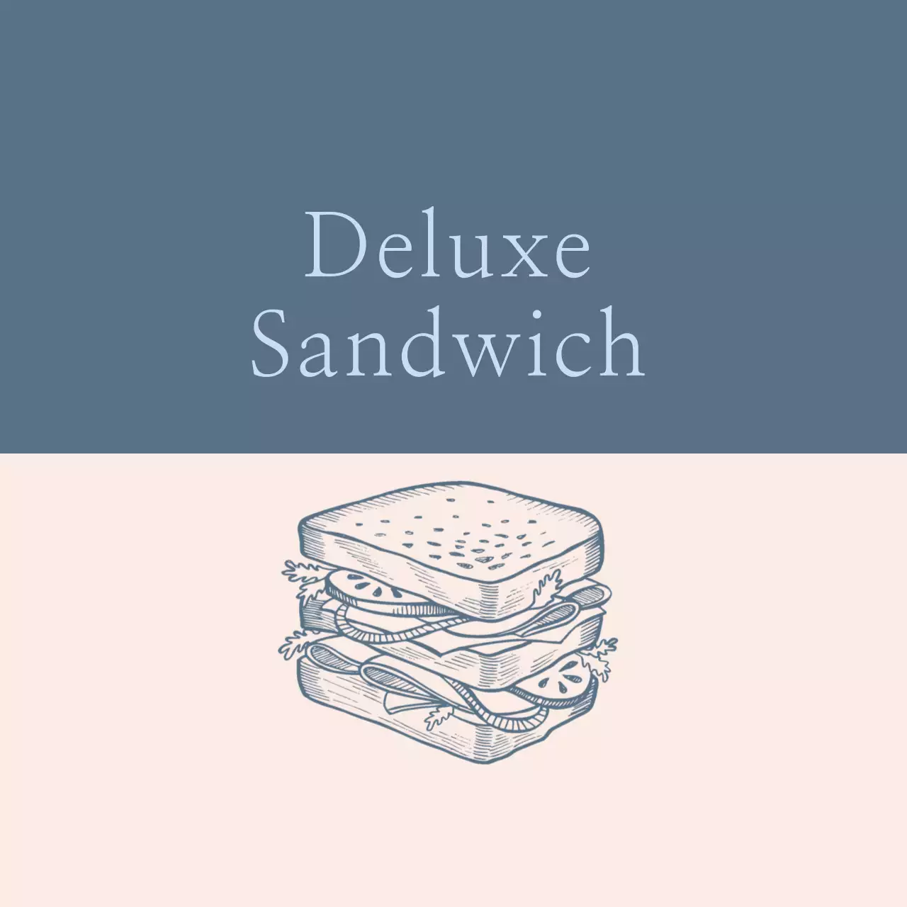 Label sandwich makanan vintage bergambar biru