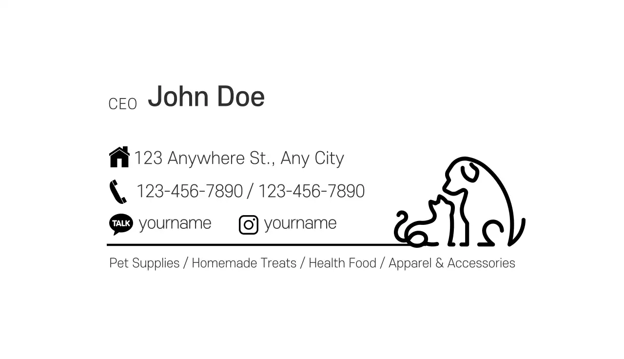 Black Minimalist Pet Business Card