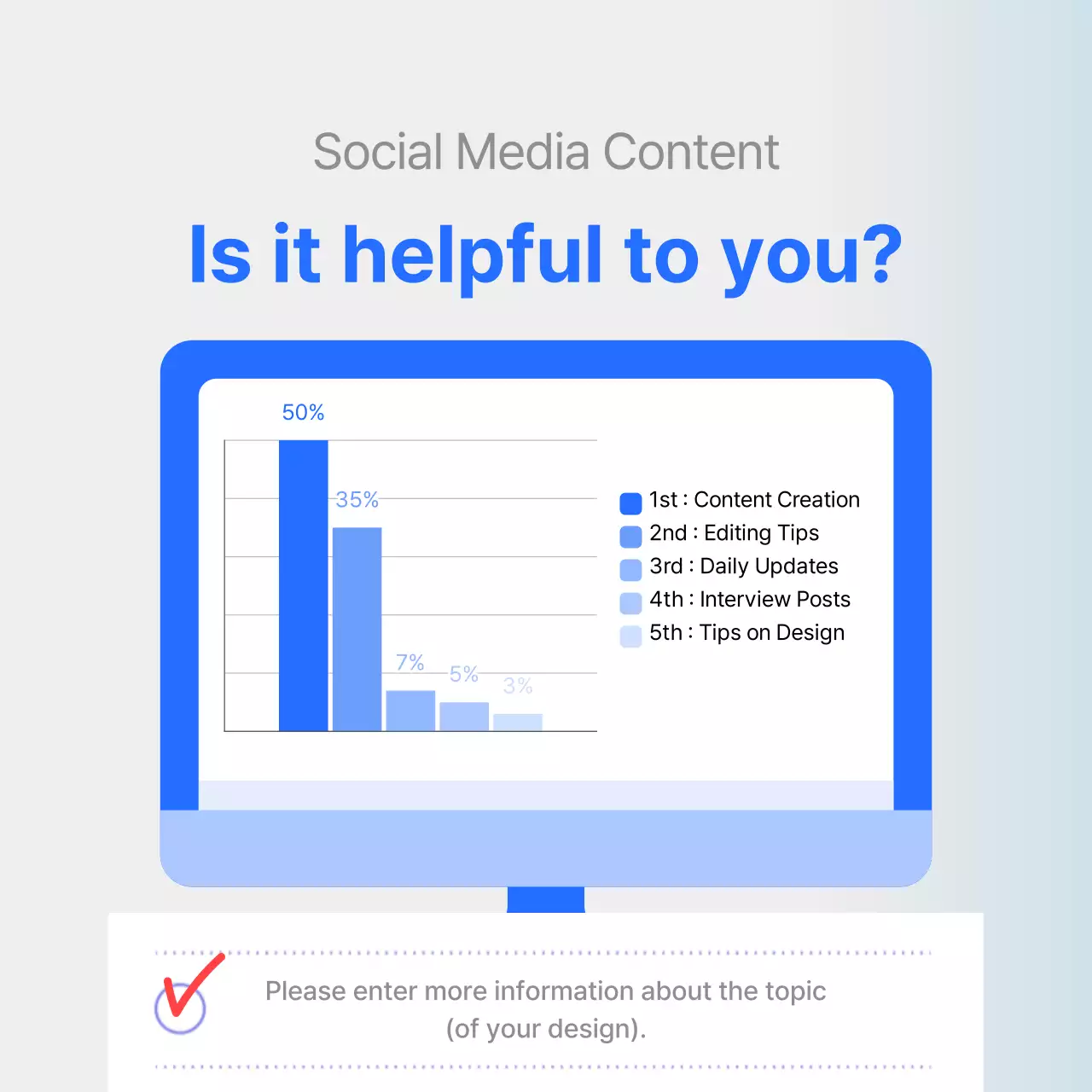 Satisfaction survey report with clear blue graph emphasis