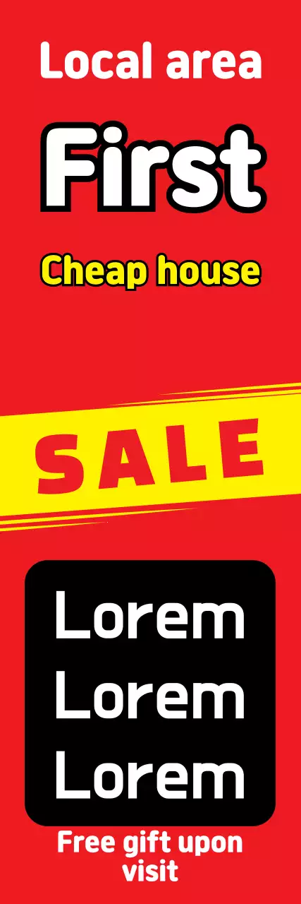 Banner promocional de venda de casa em negrito vermelho