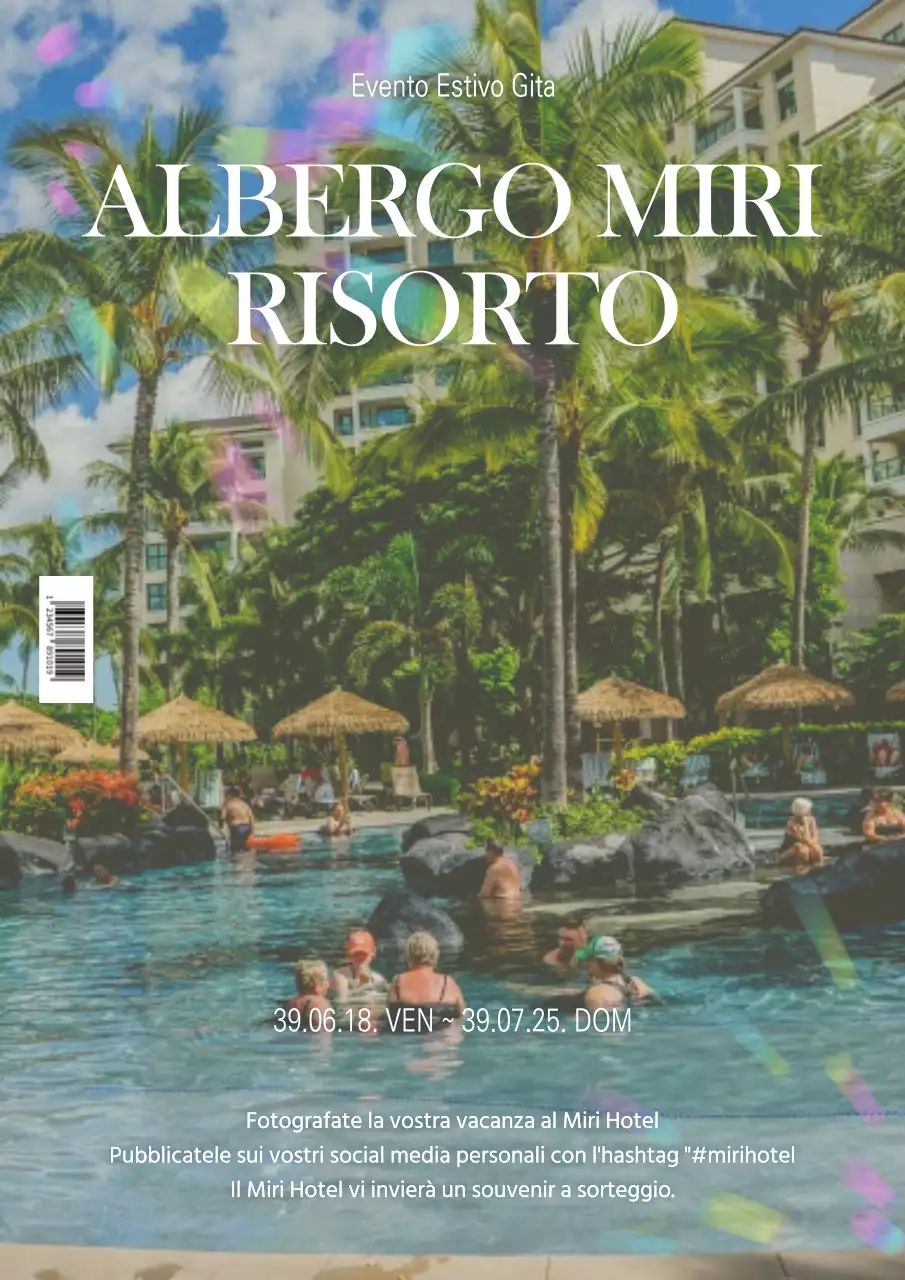 Manifesto semplice e fotogenico per un evento sui social media dell'hotel