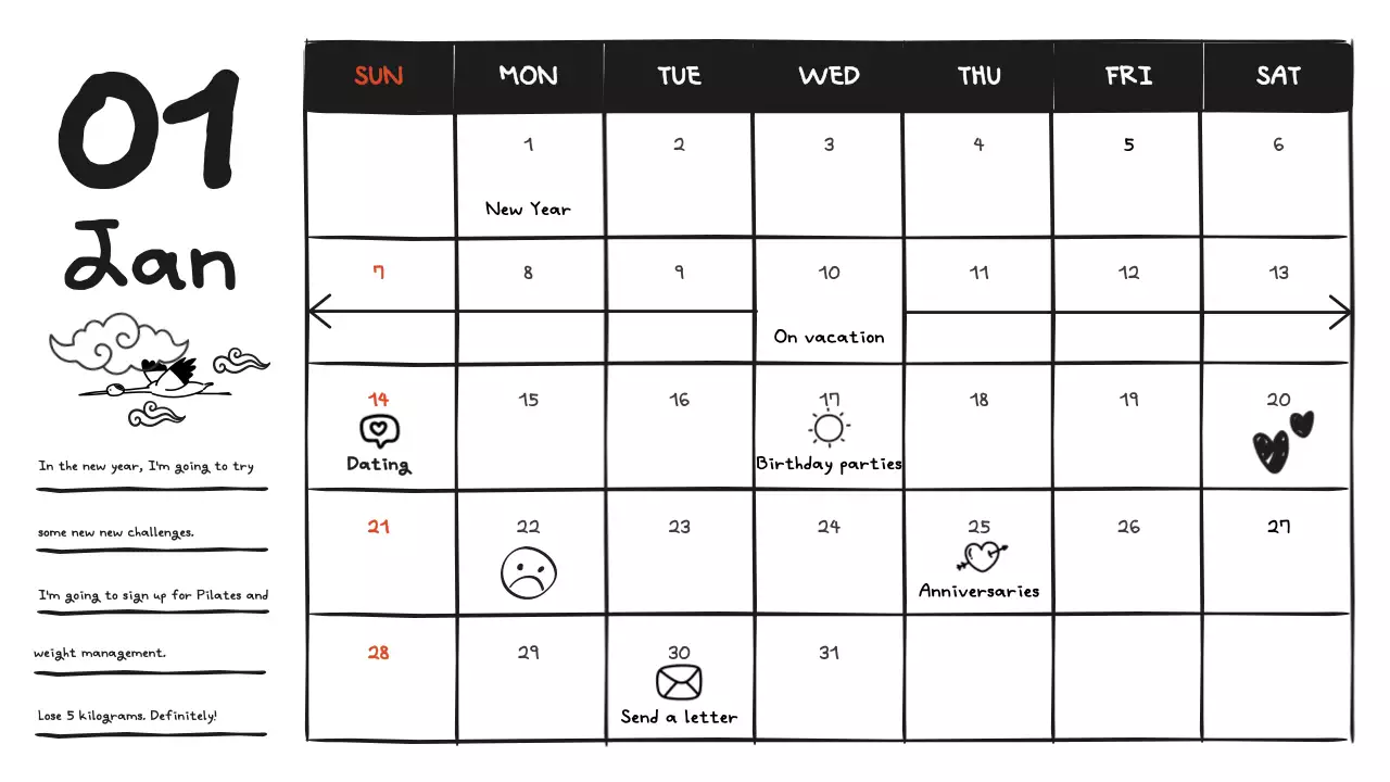 Black Minimal Diary Planner Presentation