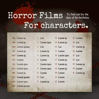 Black Gothic Horror Calendar Social Media Post