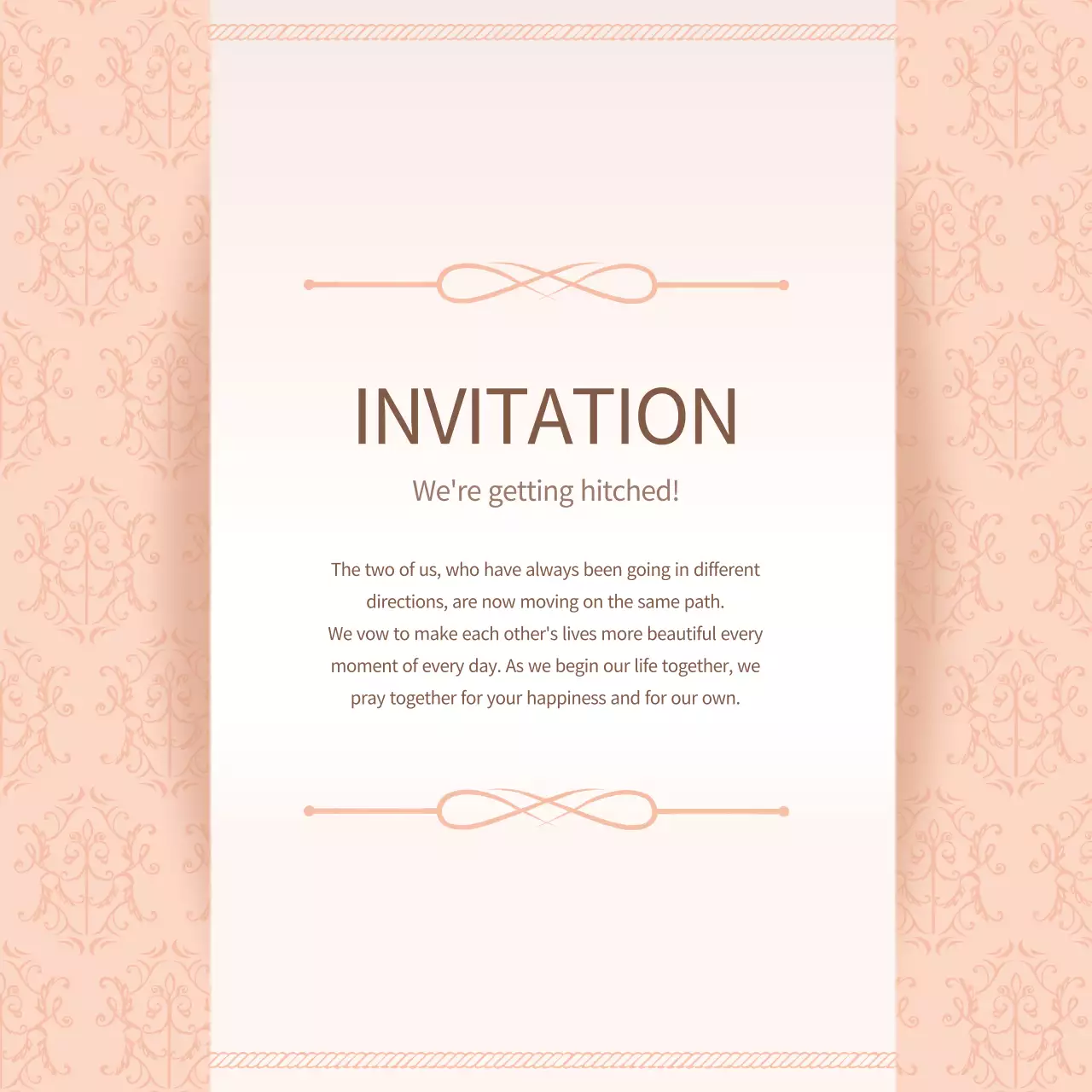 Peach Elegant Wedding Invitation Instagram Post