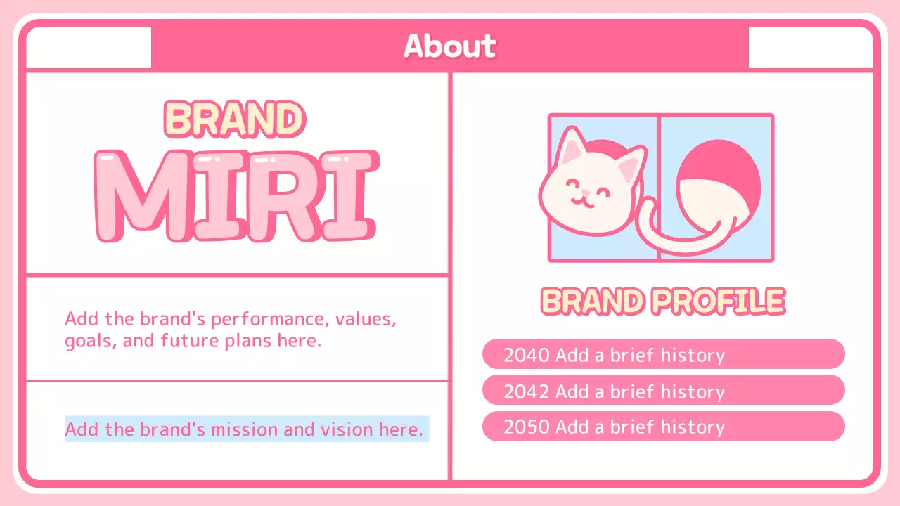 An introductory page with cute characters and merchandise on a pink checkered background