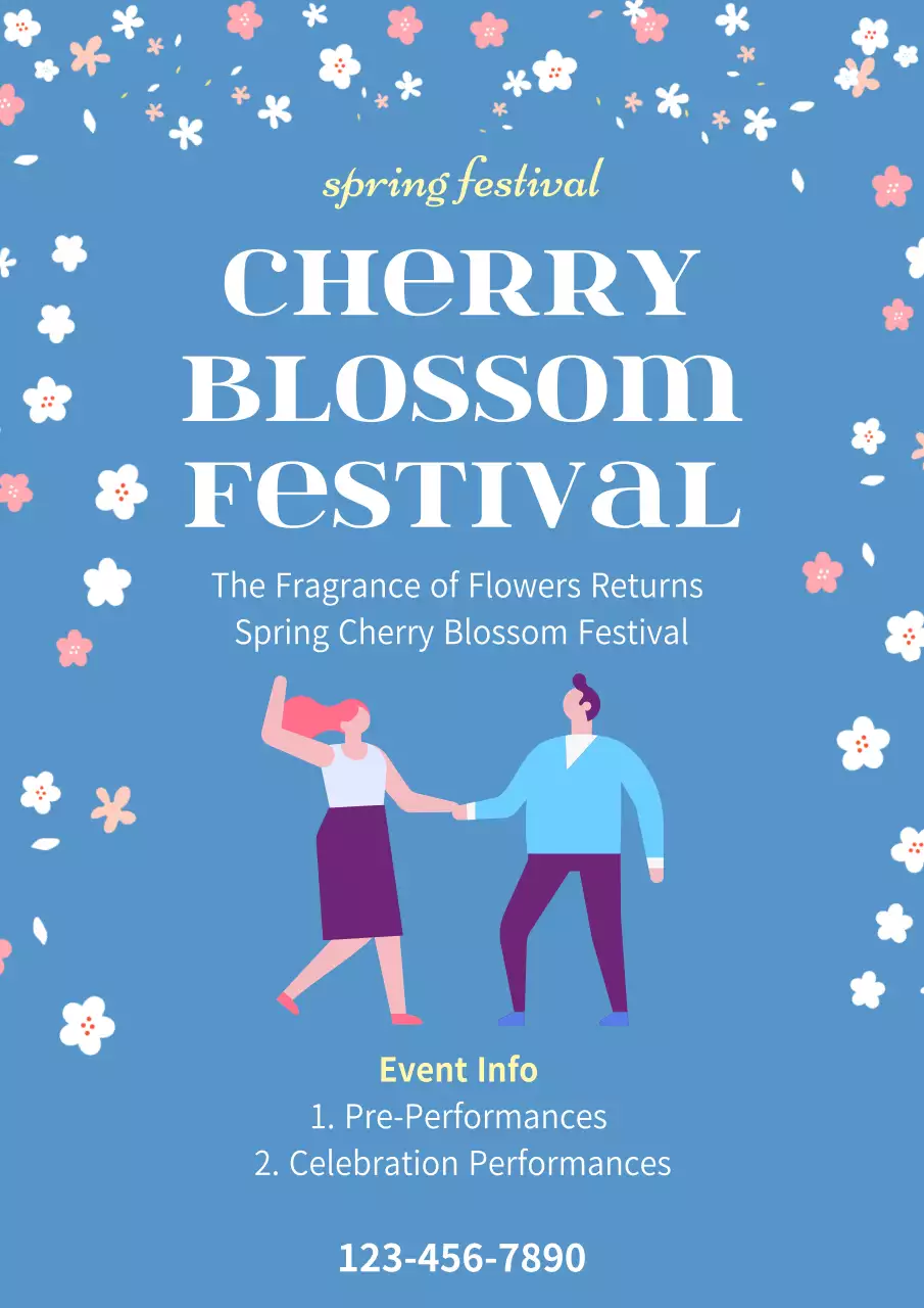 Blue Traditional Festival Announcement Poster