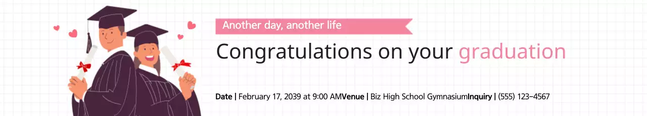 Banner de convite de formatura simples rosa