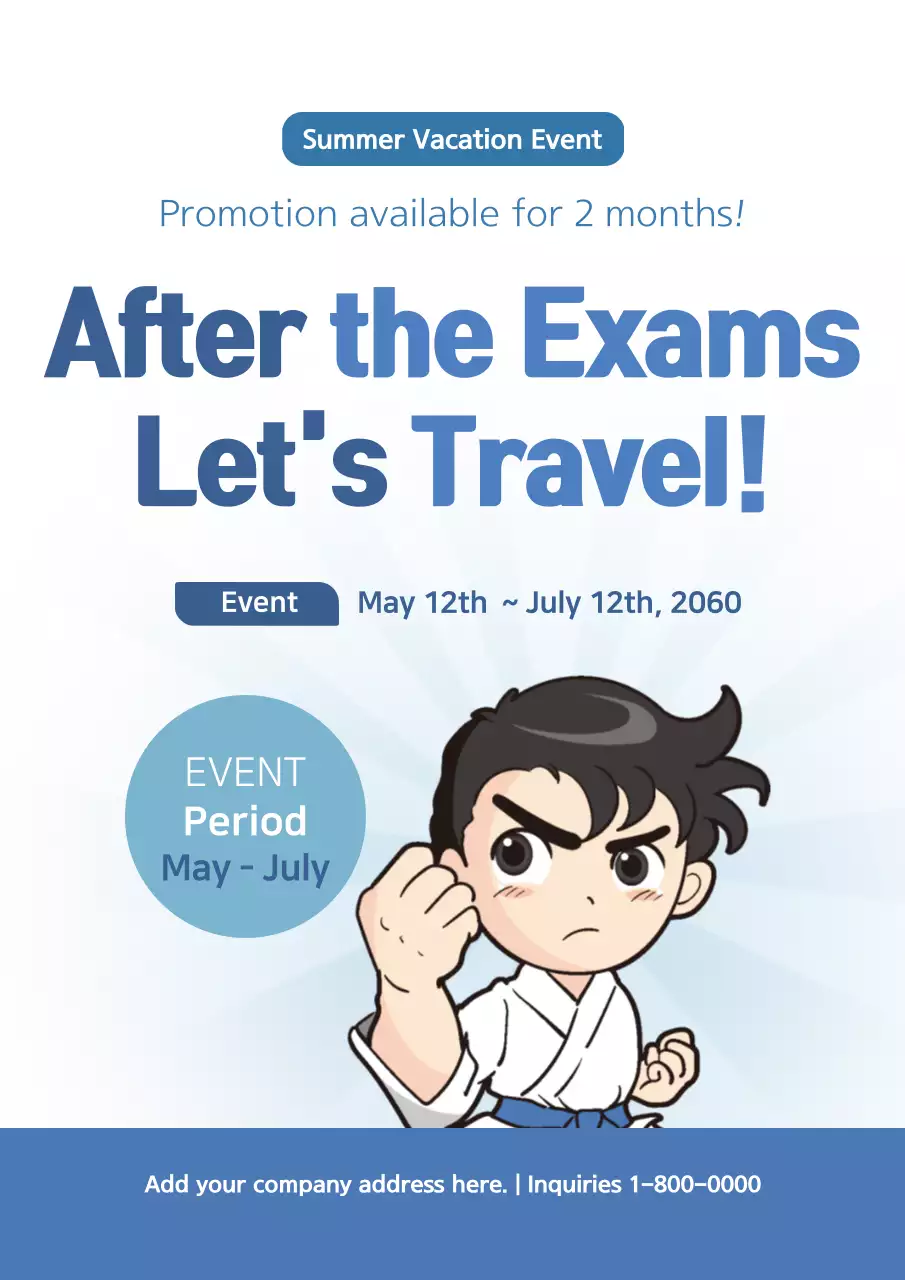 Blue Trendy Travel Promotion Poster