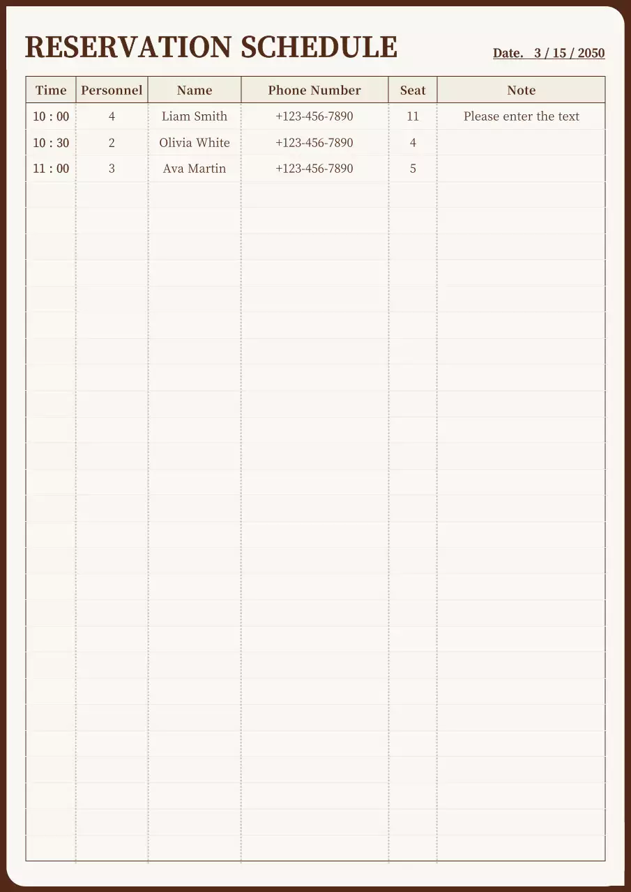 A clean, yellow and brown client appointment schedule