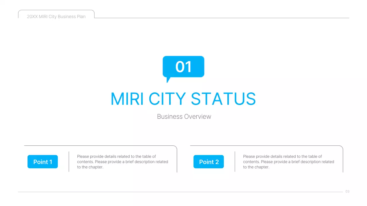 A clean blue and white cultural content business plan presentation