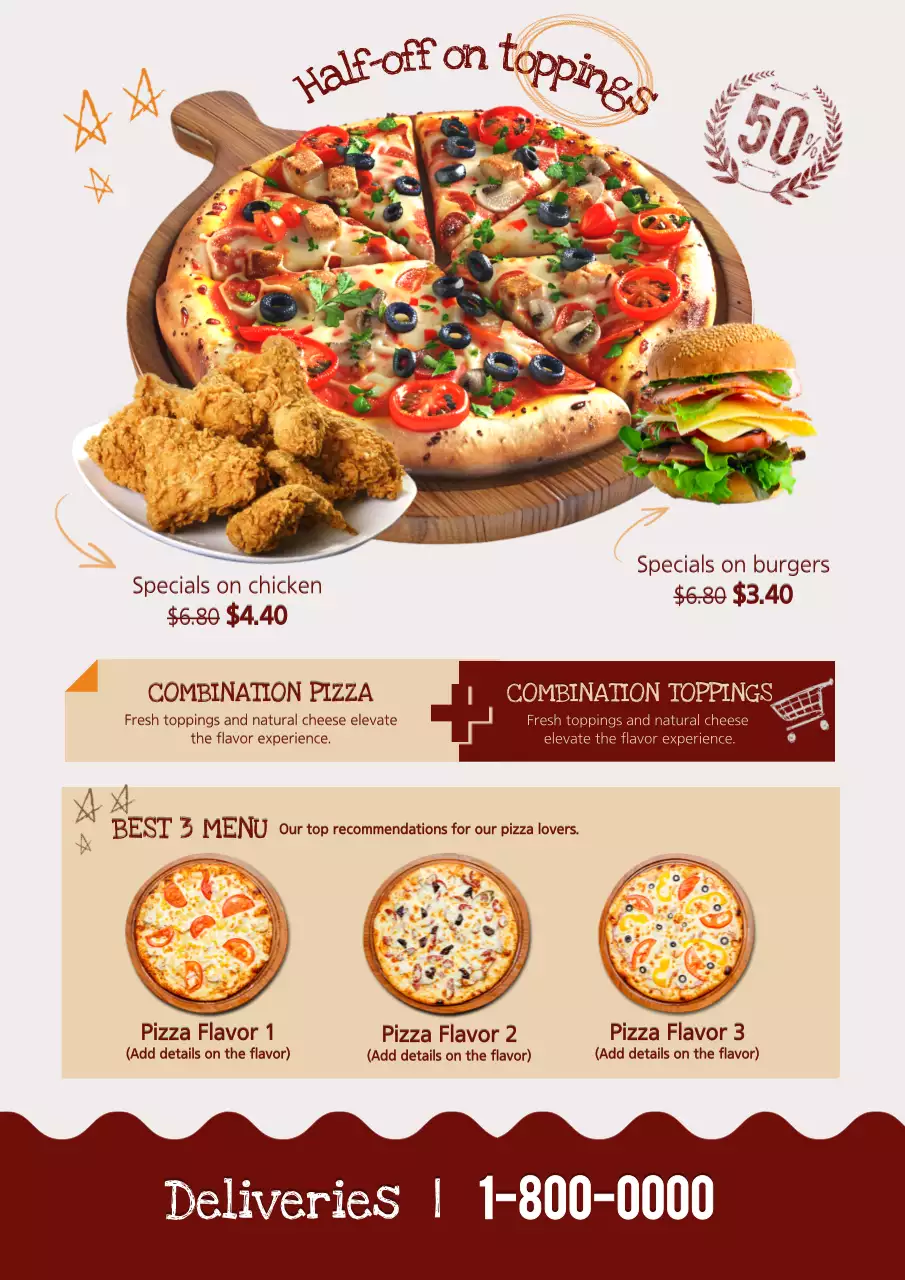 Brown Classic Pizza Promotion Poster