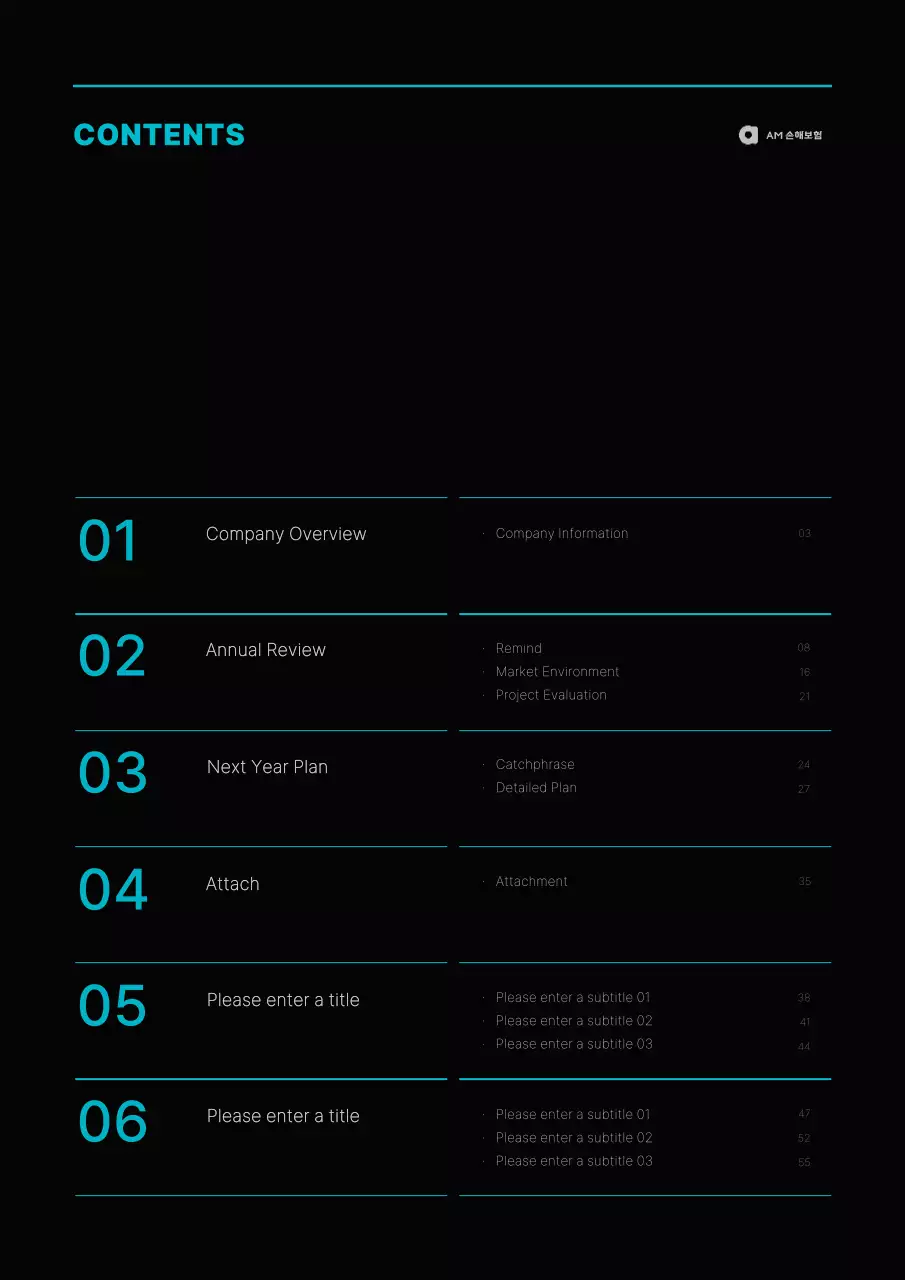 Simple concept business plan in light blue and black