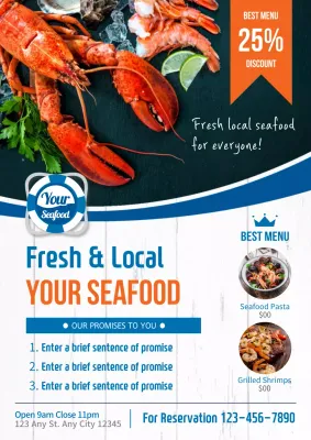 Orange Modern Seafood Promotion Poster