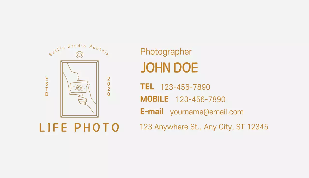 Beige Minimalist Photography Business Card