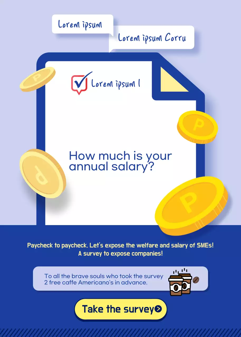 Blue Modern Salary Survey Promotion Poster