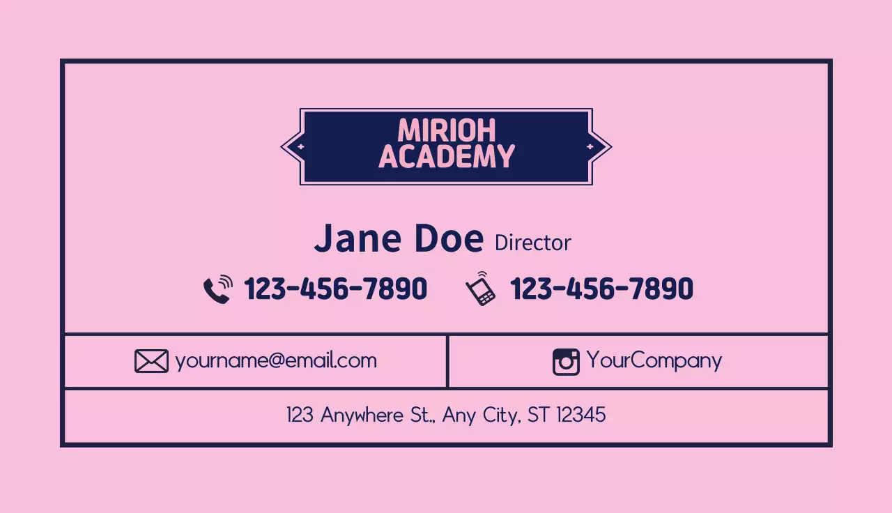 Navy Simple Academy Sign Business Card