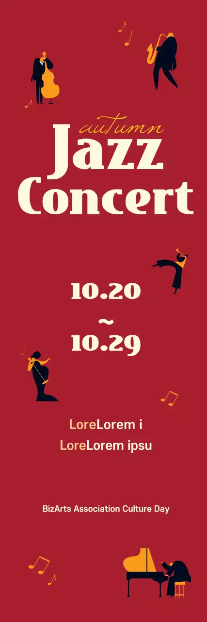 Banner vermelho vintage para eventos de jazz